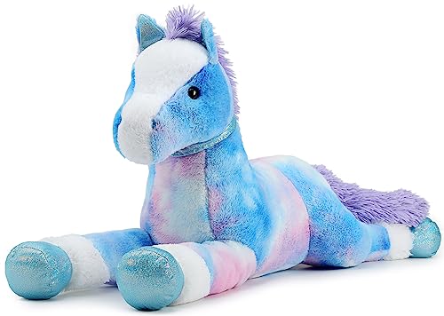 MaoGoLan Giant Horse Plush Stuffed Animal, 35.5 inch Colorful Paint Large Stuffed Animal Big Horse Pony Plush Pillow Gift for Kids and Adults Valentines, Christmas, Birthday