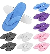 10 Pairs Spa Slippers Flip Flop Soft Coral Fleece Slippers Non Slip Thong Slipper Reusable Open T...