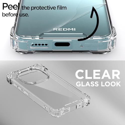Image of Outlouders Back Cover for Redmi Note 15 Pro 5G Clear Transparent PC + TPU Bumper Case with Raised Edges for Shockproof Protection (Transparent)