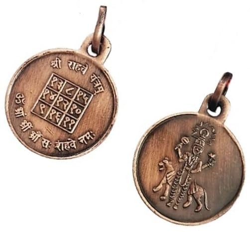 Médaillon Shri Rahu Yantra en cuivre pur gravé et béni pour la protection