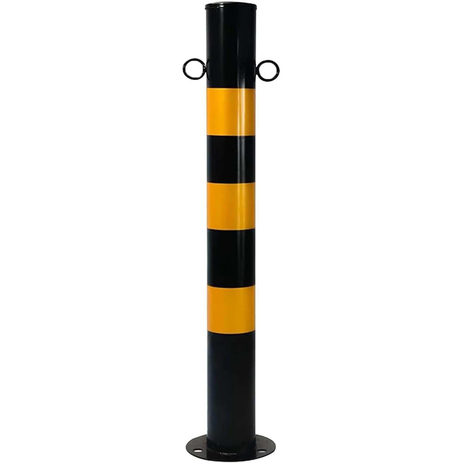 Hczkiujy Black Yellow Steel Safety Bollard With Chain Hook, Reflective Parking Post For Traffic Control, Floor Mount For Parking Lots And Sidewalks ( 1Pcs)