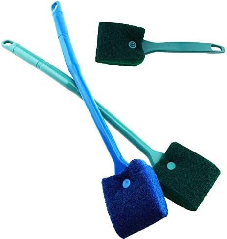 AOODOOM 3 PCS Double-Sided Aquarium Fish Tank Algae Cleaning Brush with Non-Slip Handle, Sponge Scrubber Cleaner for Glass Aquariums and Home Kitchen