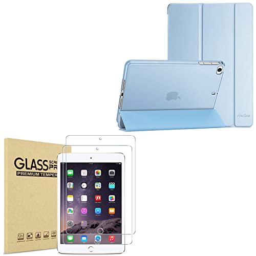 ProCase iPad mini Case for 7.9 inch iPad mini 5 2019 / Mini 4 3 2 1 (Old Model) -SkyBlue Bundle with iPad mini 1 2 3 Screen Protectors, Tempered Glass Screen Film Guard Screen Protector