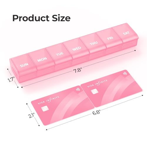 Image of AUVON Weekly Pill Organizer with Effortless Opening Design, Arthritis Friendly Pill Box, BPA-Free Pill Organizer 7 Day, Cute & Portable Pill Case for Vitamins, Supplements and Medications