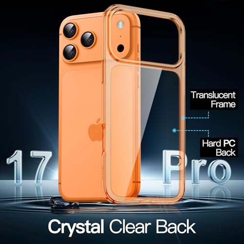 Image of JETech Case for iPhone 17 Pro 6.3-Inch, Non-Yellowing Shockproof Phone Bumper Cover, Anti-Scratch Clear Back (Orange)