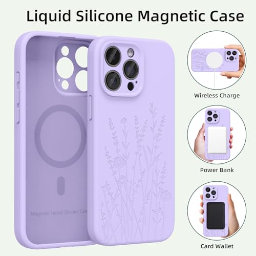 OAOA Engraved for iPhone 15 Pro Case, Light Purple Flower - image 3