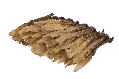 Kaureks Natur Hundeleckerlies, Kaninchenohren ohne Fell 500g, Hasenohren, fettarm, Kauartikel, Kausnack