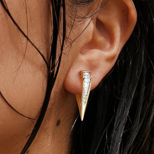 FETTERO Hoop Earrings for Women, 14K Gold Plated Lightweight Huggie Leaf Snake Bar Gold Hoops, Hypoallergenic Gold Earrings for Women Ear Piercing Jewelry