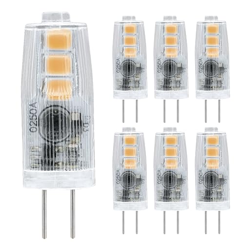 EACLL G4 LED Lampe Warmweiß 1.5W Ersetzt 20W Halogen Glühbirne, 6er-Pack, 150 Lumen 3000K Leuchtmittel, AC/DC 12V Flimmerfrei, Abstrahlwinkel 360 Grad Birne, Nicht Dimmbar