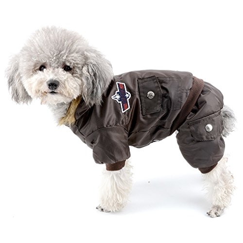 selmai Bekleidung für kleinen Hund (Weibchen/Männchen), Fleece-Fell-Schneeanzug mit Kapuze, für Winter, Overall, wasserdicht