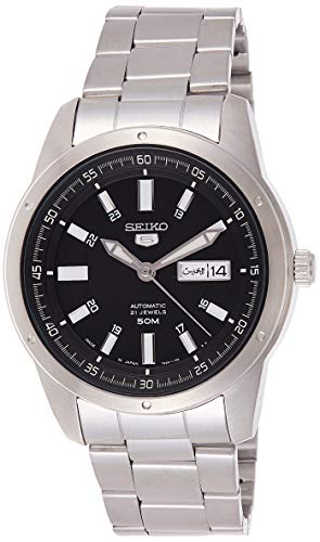 Preisvergleich Produktbild Seiko 5 Herren-Armbanduhr, Automatik, analog, silberfarben / Schwarz SNKN13J1