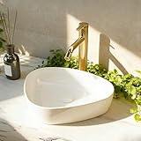 NUESTRA VIDA Lavabo Sobre Encimera Lavabo Triángulo Moderno Cerámica Blanco Lavamanos Aseo Cuarto de Baño 50×41×12cm, Ideal para Poner sobre Encimera de Muebles de Baños y Aseos