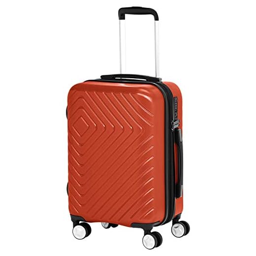 Amazon Basics Geometric - Maleta de mano, diseño geométrico, tamaño de cabina, 50,8 cm, Rojo