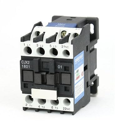 Contacteur triphasé 3 poles bobine 380 V CA 18 A avec contact NF intégré