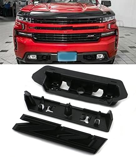Image of 1 OEM Grille Z71 Front 3D Badge Compatible with 2019-2022 Silverado Tahoe Suburban RST 1500 HD 2500 HD 84384428 (Black )