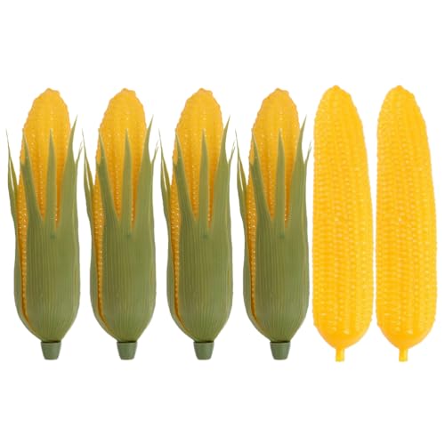 Happyyami 6Pcs Simulation Corn Artificial Vegetable Model Kitchen Vegetable Decor Lifelike Vegetable Model Decoration Faux Lifelike cob Plants Decor Fake Corn Food Plastic Corn on The cob
