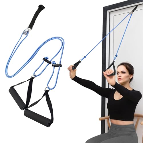 Spetsbst Entrenador de hombros, máquina de entrenamiento de hombro para entrenamiento, sistema de poleas de puerta para ejercicios de hombro (azul)