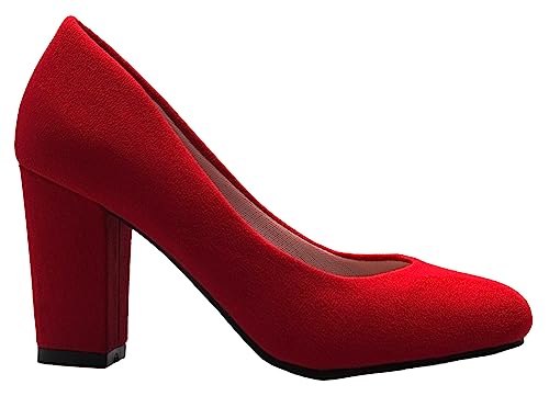 Image of Olivia K Women's Classic Round-Toe Platform Pumps High Block Heel - Adorable, Comfortable