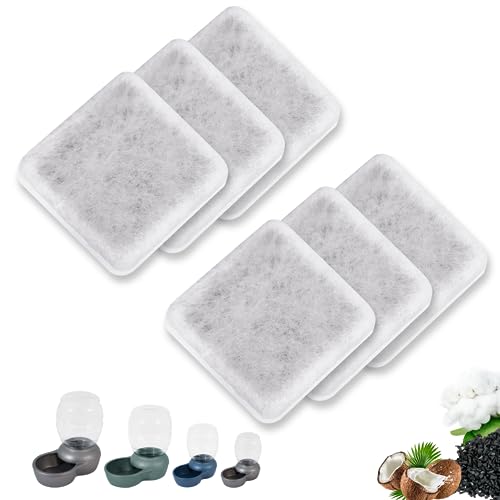 TOGGATH Pet Water Fountain Charcoal Replacement Filters Compatible with Petmate Replendish Mason Gravity Waterers Automatic Cat Dog Water Bowl Dispenser Filters Replacement(6 Pack)