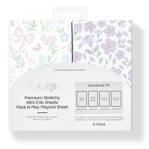 Image of Pack and Play Sheets, Buttery Soft Graco Pack n Play Sheets Fitted for Boys and Girls - Stretchy Microfiber Mini Crib Sheets 2-Pack