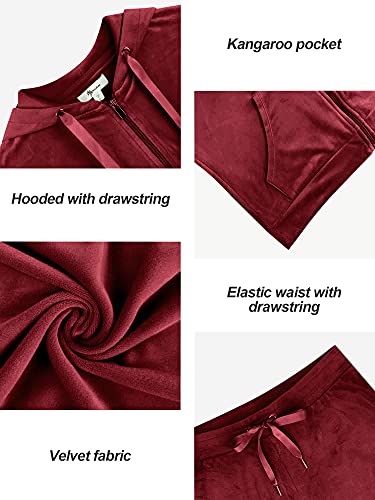 Image of MessBebe Hausanzug Damen Trainingsanzug Set Jogginganzug Velour Sportanzug Anzug 2Teilig Freizeitanzug Oberteil Hose Kapuzenjacke Langarm Zipper Lange Sporthose alle Jahreszeiten