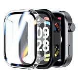 Rojeuinn 2 pezzi Cover per Xiaomi Redmi Watch 6/6 nfc, Custodia protettiva con protezione per lo schermo, 360° Antigraffio Antipolvere Ultra Sottile Custodia protettiva in PC- Nero+Trasparente