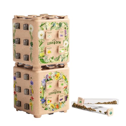Lush&Dew SeedStack Starter Pair, Gardening Gifts, 38 Type Veggie Herb Seeds