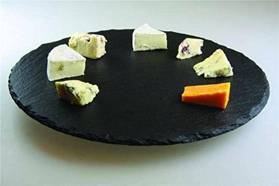 TRTO 1x Slate Lazy Susan Board Revolving Turntable Serving Dish Cheese Useful for Kitchen