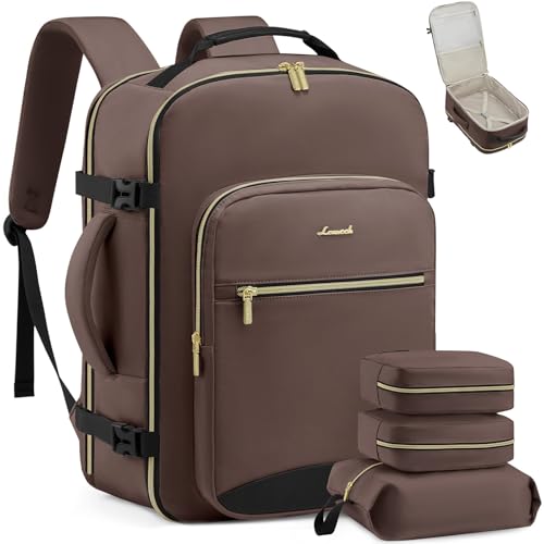 Image of LOVEVOOK 50L Travel Backpack Flight Approved Carry on Backpack,3 Packing Cubes,Waterproof Personal Item Travel Bag,TSA Carry on Luggage Suitcase Travel Essentials,Gifts for Women & Men,fits 18 inch Laptop