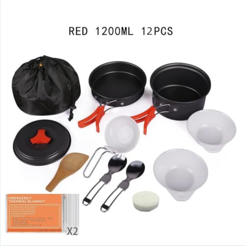Camping Cookware Set, Nonstick Pot Pan Utensils Mess Kit for Backpacking - Image 2