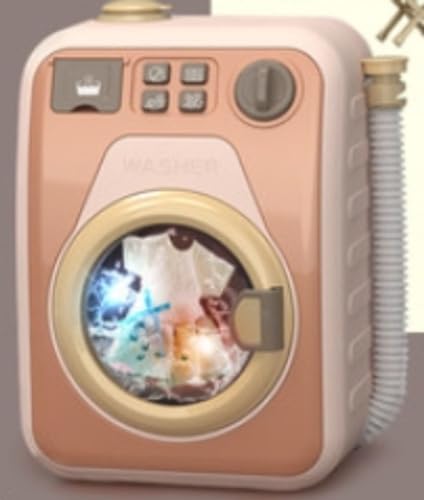 Farigrut おもちゃ洗濯機 おままごと 子供のおもちゃ洗濯機 洗濯機おもちゃセット 電動ミニドラム洗濯機おもちゃ 可動エネルギー加水 ライトサウンド付き 実践能力向上 家電モデル玩具 こどもの日 誕生日 プレゼント (ピンク)