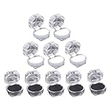 NUOBESTY Caja para Anillos Transparente de Cristal 10 Piezas Base Negra y Blanca, Pequeña, Rígida y Ligera, Adecuado para Bodas, Compromisos y Propuestas de Joyería