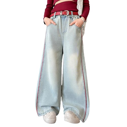 Tween Girls Wide Leg Jeans-Elastic Waistband Baggy Denim Pants with Pockets, Casual Streetwear Jeans for Girls2