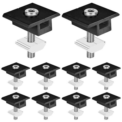Soportes para Paneles Solares, 10 Piezas Abrazaderas de Extremo 30mm, Soporte en T de Montaje, Estructura de Fijación de Aluminio, para Techo, Autocaravana, Barco, Caravana, Instalación Fotovoltaica