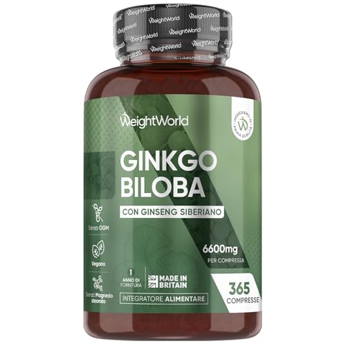 Ginkgo Biloba Vegano con Ginseng Siberiano, 365 Compresse, 1 al...