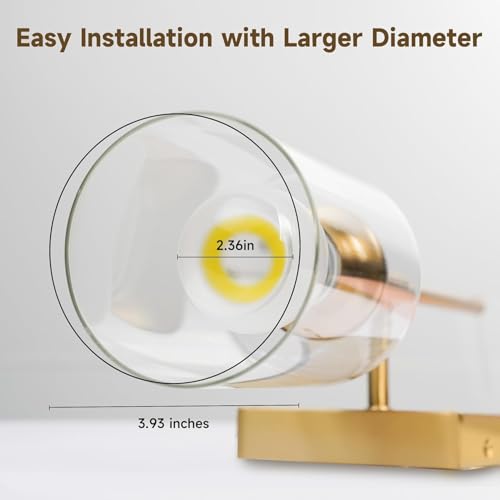 Image of AUGE LIGHT Gold Wall Light, Brushed Bathroom Vanity Light with Clear Glass Shade, Bathroom Sconces for Bedroom Mirror Living Room Hallway, E26 CRI90 Bulb Inclued