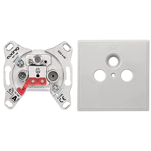 Axing SSD 5-00 Universal Sat Stichleitungsdose für Multischalter-Anlagen (SAT/TV/R) & SZU 2-00 SAT-Steckdosen Abdeckung einteilig für SSD 5-xx und 6-xx