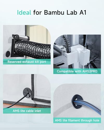 Image of TOPCUBE 3D Printer Enclosure for Bambu Lab A1, Large Size Enclosure with LED Light, Fireproof Waterproof Dustproof Noise Reduction Constant Temperature 3D Printer Cover, 550x600x670MM