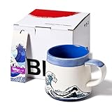 BICETTO Taza de Café de Cerámica Japonesa Ukiyo-e Grande Hecha a Mano de 15oz, Taza de Té Grande de Cerámica Artística...