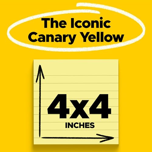Image of Post-it Super Sticky Notes, 4 x 4-Inches, Canary Yellow, Lined, 12-Pads /Pack