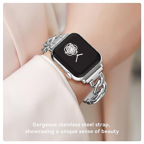 Image of Musk-MSKR Watch Bands for Women Compatible with Apple Watch Band 38mm 40mm 41mm 42mm 44mm 45mm 46mm 49mm Adjustable Metal Band Cowboy Steel Chain Bracelet for iWatch Series 1 /2 /3 /4 /5 /6 /7 /8 /9 /10 /11 /SE
