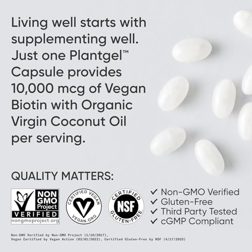 Image of Sports Research Biotin 10,000mcg w /Coconut Oil, 30 Count Plantgels