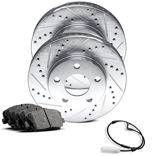 Image of R1 Concepts Rear Brake Kit Fits 2005-2009 Land Rover LR3; 2010-2016 Land Rover LR4; 2006-2009 Land Rover Range Rover| Ceramic Pads, Drilled Slotted Rotors| Hardware, Sensor Wire| 13.8 inch Rear