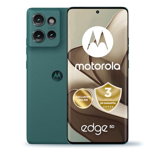 Motorola Edge 50, 24GB (12+12GB RAM Boost)/512GB, España, certificación Militar de Durabilidad, Pantalla 6,7' pOLED 1.5K, cámara 50MP y Zoom Optico 3X, Carga TurboPower de 68 W, Funda, Verde