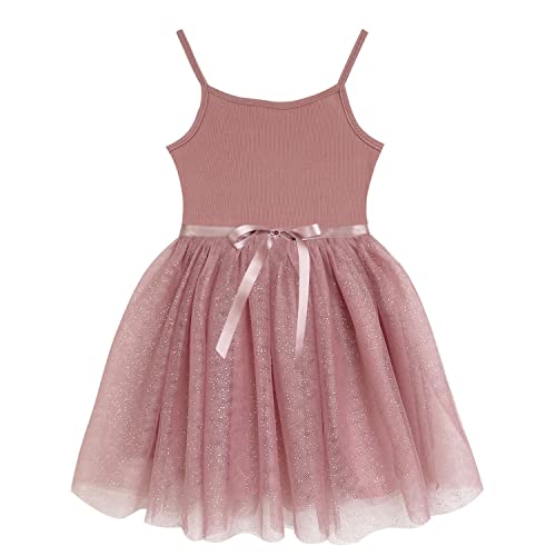 Toddle Girls Dress Sleeveless Tutu Dresses Princess Wedding Birthday Tulle Solid Color Sundress Pink Blue Dusty Rose 3-7T2