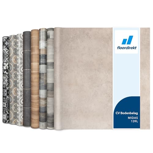 Floordirekt Revestimiento de Suelo de PVC Por Metros, Suelo de Vinilo, Linóleo CV Para Cocina y Balcón en Aspecto de Madera, Azulejos y Piedra, Resistente y Fácil de Limpiar, 100