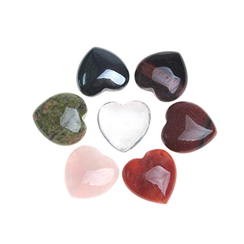 Pocket Worry Stones and Crystal Chakra Healing Positive Energy Meditation Heart Love Carved Palm Stones Set