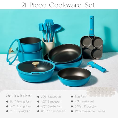 CAROTE 21pcs Pots and Pans Set, Nonstick Cookware…
