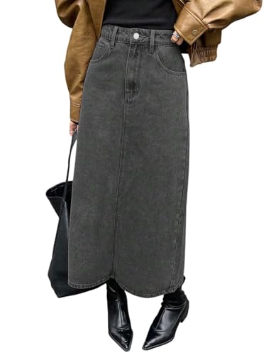 Image of KOTTY Women's Solid Carbon Grey Maxi Skirt