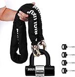 🔒 Amplia aplicación: Las cadenas largas y pesadas brindan una fuerte protección para su motocicleta. Perfecto para la motocicleta, bicicleta eléctrica, portón, parrilla y otros objetos valiosos.